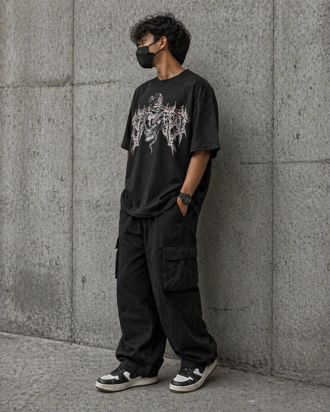 "DEATH-COIL" OVERSIZED TEE (BLACK)