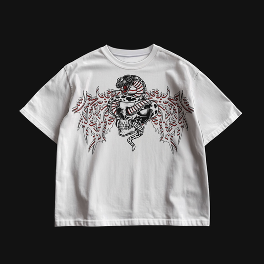 "DEATH-COIL" OVERSIZED TEE (WHITE)