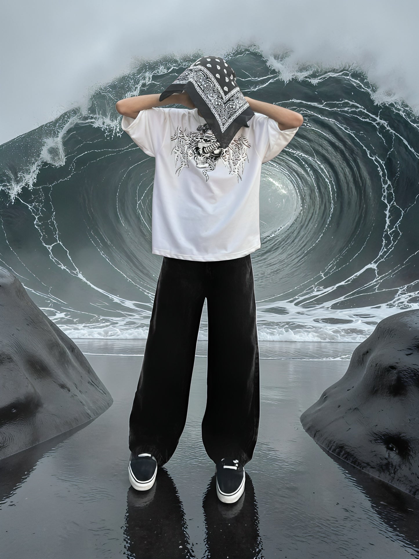 "DEATH-COIL" OVERSIZED TEE (WHITE)