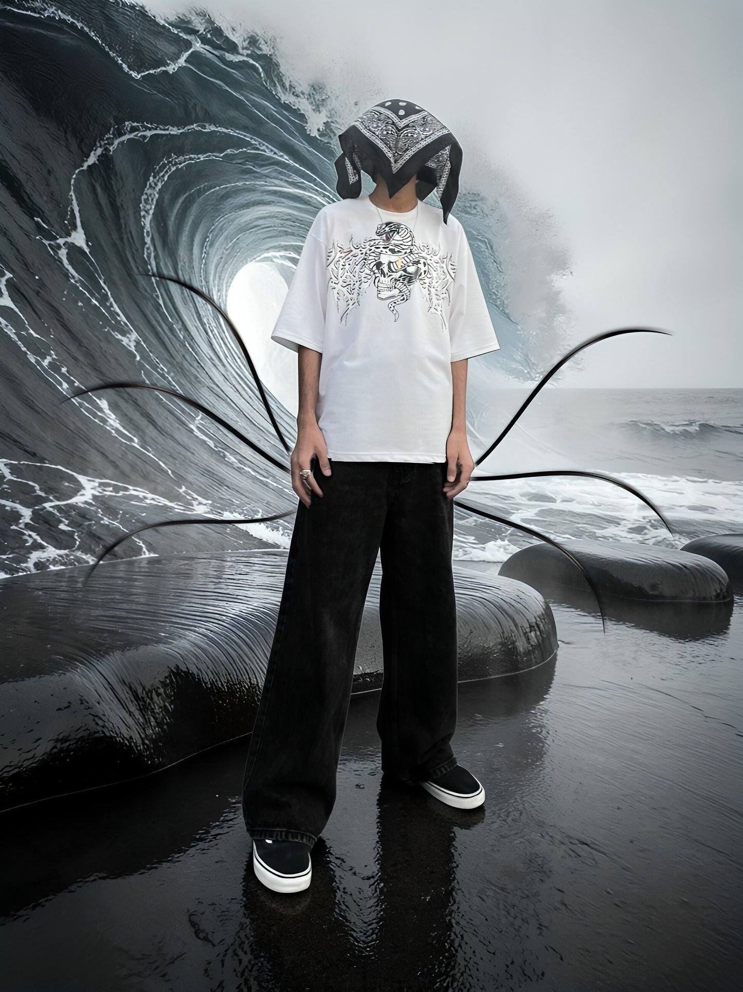 "DEATH-COIL" OVERSIZED TEE (WHITE)