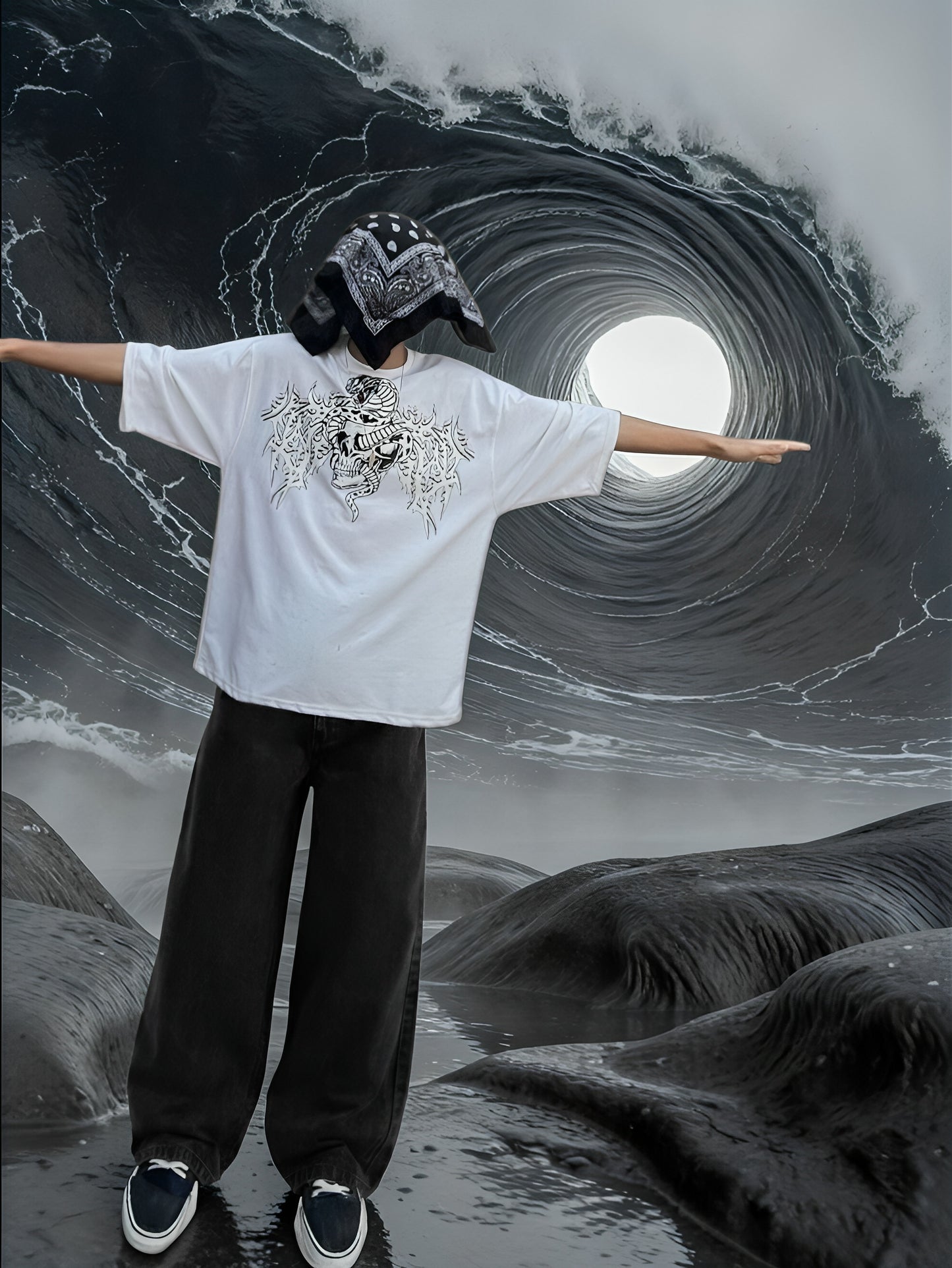 "DEATH-COIL" OVERSIZED TEE (WHITE)