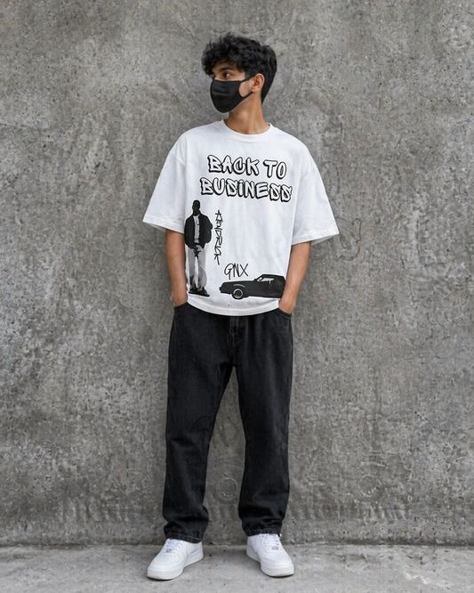 "BACK TO BUSINESS" OVERSIZED TEE