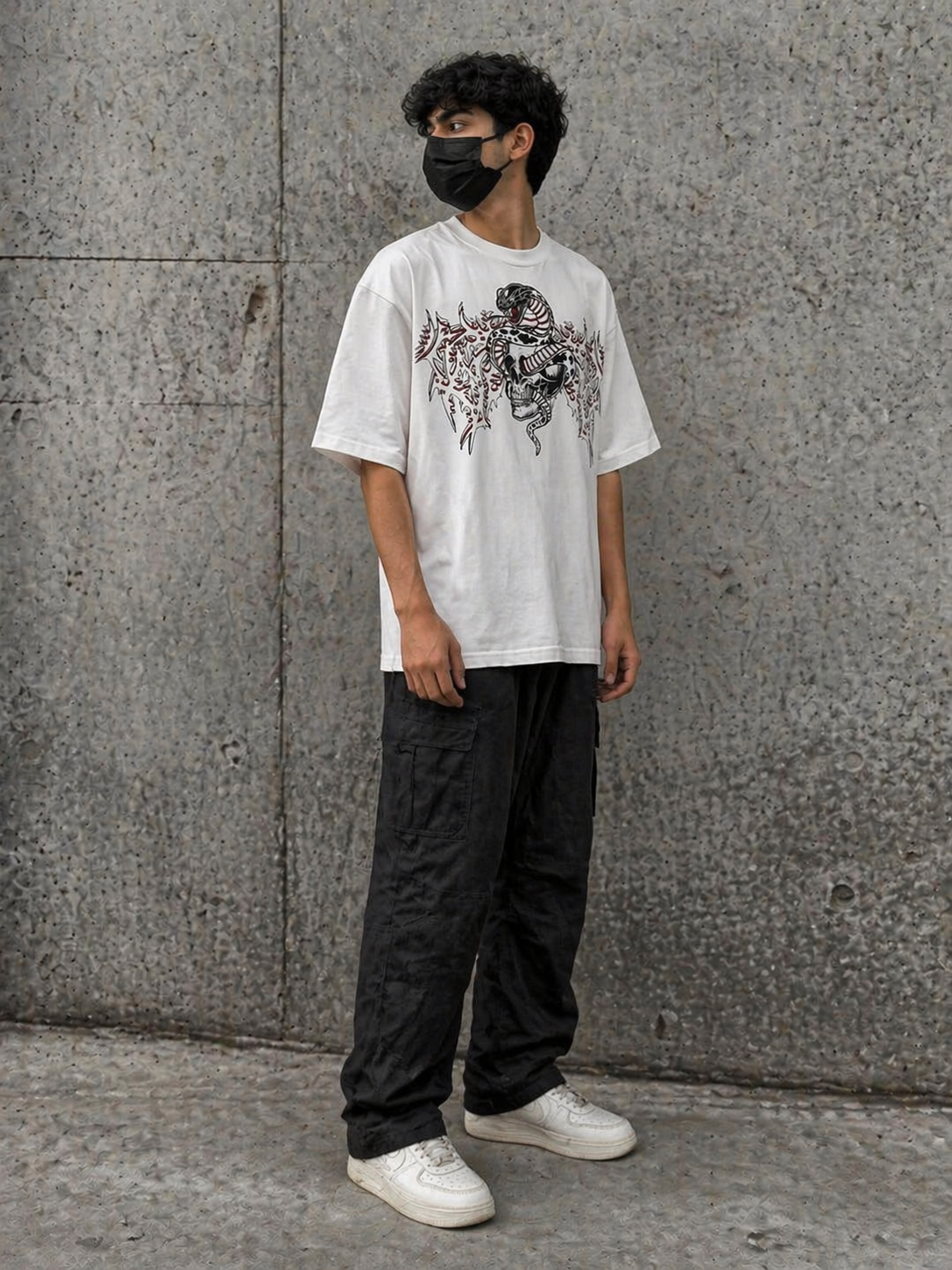 "DEATH-COIL" OVERSIZED TEE (WHITE)