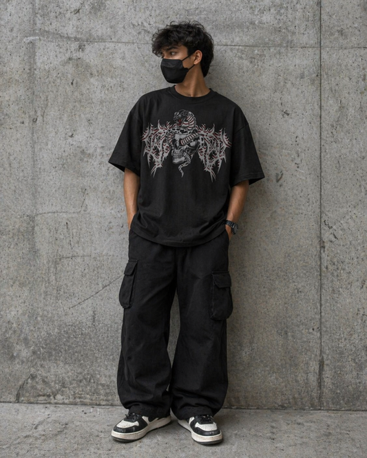 "DEATH-COIL" OVERSIZED TEE (BLACK)